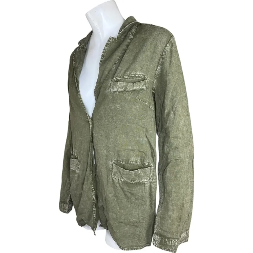Peace Love World Boheme‎ Relaxed Linen Blend Blazer Rich Olive X-Small NWOT
